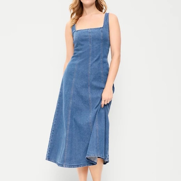 Old navy Fit & Flare Sleeveless Denim Midi Dress size M - Picture 1 of 9